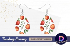 Watercolor apples pattern with blossoms Teardrop Earring PNG Product Image 1