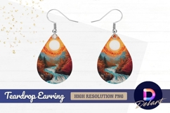 Autumn landscape painting with Teardrop Earring PNG Product Image 1