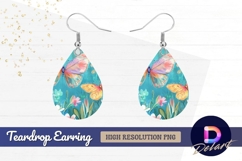 Colorful butterflies and floral teardrop earring design Product Image 1