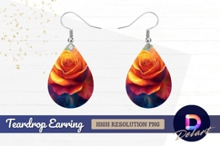 Abstract orange rose flower artistic Teardrop Earring PNG Product Image 1