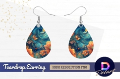 Butterfly flowers abstract digital Teardrop Earring PNG Product Image 1