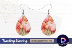 Watercolor butterflies and pink tulips Teardrop Earring PNG Product Image 1