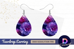 Three purple roses beautiful artistic Teardrop Earring PNG Product Image 1