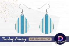 Blue and white striped grunge Teardrop Earring PNG Product Image 1