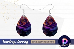Abstract floral rose artistic Teardrop Earring PNG Product Image 1