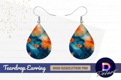 Abstract floral design with blue Teardrop Earring PNG Product Image 1