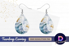 Watercolor painting of elegant white Teardrop Earring PNG Product Image 1