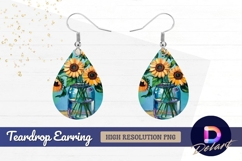 Sunflower still life impressionist Teardrop Earring PNG Product Image 1
