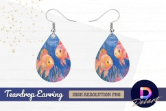 Watercolor goldfish underwater with Teardrop Earring PNG Product Image 1