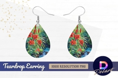 Watercolor tiger lilies beside flowing Teardrop Earring PNG Product Image 1