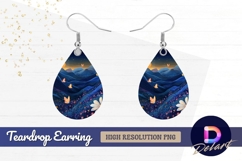 Butterfly meadow night blue mountain Teardrop Earring PNG Product Image 1