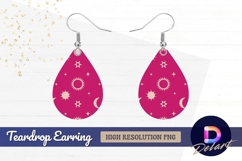 Celestial pattern with suns moons Teardrop Earring PNG Product Image 1