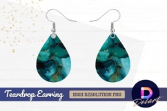 Teal and gold fluid art background Teardrop Earring PNG Product Image 1