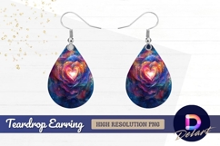Heart rose galaxy nebula Teardrop Earring PNG Product Image 1