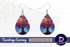 Butterfly tree glowing colorful nature Teardrop Earring PNG Product Image 1