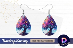 Butterfly tree colorful whimsical Teardrop Earring PNG Product Image 1