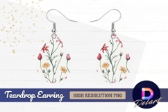 Watercolor floral pattern Teardrop Earring PNG Product Image 1