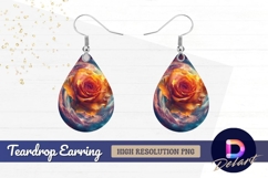 Rose amidst cosmic galaxy Teardrop Earring PNG Product Image 1