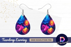 Vivid abstract roses Teardrop Earring PNG Product Image 1