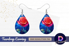 Watercolor rose against starry Teardrop Earring PNG Product Image 1
