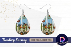 Monarch butterflies in birch tree and Teardrop Earring PNG Product Image 1