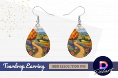 Vibrant floral path through rolling Teardrop Earring PNG Product Image 1