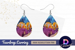 Clownfish swimming among vibrant coral Teardrop Earring PNG Product Image 1