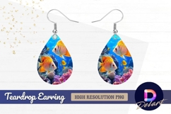 Copperband butterflyfish in colorful Teardrop Earring PNG Product Image 1