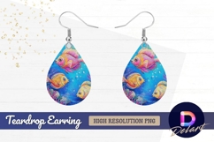 Colorful fish oil painting underwater Teardrop Earring PNG Product Image 1