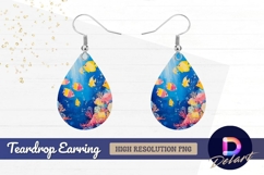 Tropical fish swimming near coral reef Teardrop Earring PNG Product Image 1