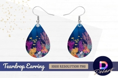 Colorful underwater scene with fish Teardrop Earring PNG Product Image 1