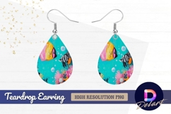 Colorful reef fishes underwater acrylic Teardrop Earring PNG Product Image 1