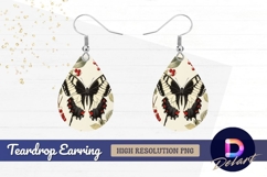 Butterfly with cherries vintage Teardrop Earring PNG Product Image 1