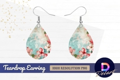 Floral watercolor texture with teardrop earring png Product Image 1