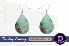 Tropical floral wallpaper hibiscus Teardrop Earring PNG Product Image 1