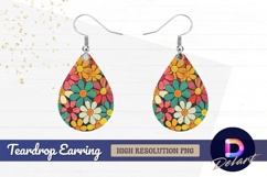 Colorful groovy floral pattern Teardrop Earring PNG Product Image 1