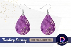 Purple grunge background with floral Teardrop Earring PNG Product Image 1