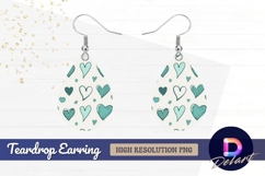 Teal hearts seamless pattern hand Teardrop Earring PNG Product Image 1