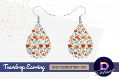 Watercolor floral seamless pattern with Teardrop Earring PNG Product Image 1