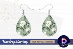 Floral pattern with green leaves Teardrop Earring PNG Product Image 1