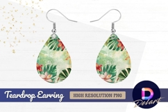 Tropical foliage and hibiscus flower Teardrop Earring PNG Product Image 1