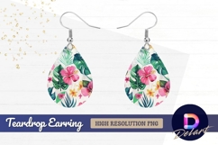 Tropical watercolor floral pattern for teardrop earring png Product Image 1