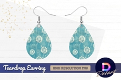 Dandelion seed heads on teal background Teardrop Earring PNG Product Image 1