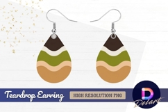 Earth tone wavy abstract minimalist Teardrop Earring PNG Product Image 1
