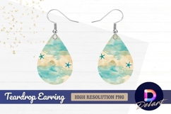Abstract beach texture with starfish Teardrop Earring PNG Product Image 1