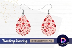 Bird flower and heart Teardrop Earring PNG Product Image 1