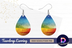 Colorful abstract landscape painting Teardrop Earring PNG Product Image 1