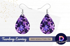 Purple floral pattern dark background Teardrop Earring PNG Product Image 1