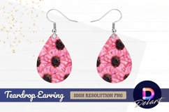 Pink sunflower watercolor Teardrop Earring PNG Product Image 1