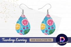 Tropical fruit and monstera leaves Teardrop Earring PNG Product Image 1